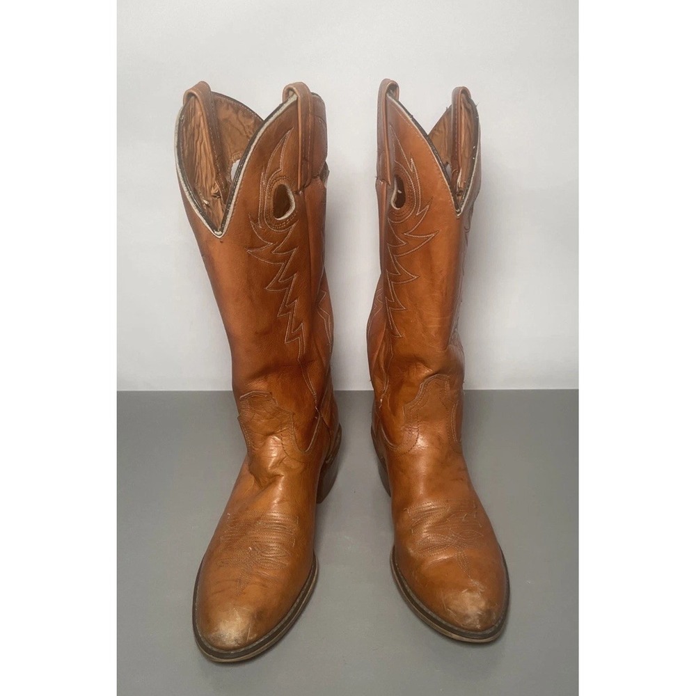 Vintage Acme Men's Size 9.5 D- Western Cowboy Boots Light Brown USA